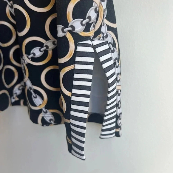 J McLaughlin Banded Collar Biscayne Tunic Top Gold Catalina Cloth Chain Print - Picture 5 of 16